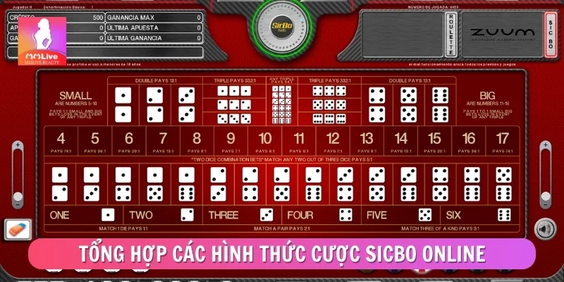 Tổng hợp các hình thức cược Sicbo online